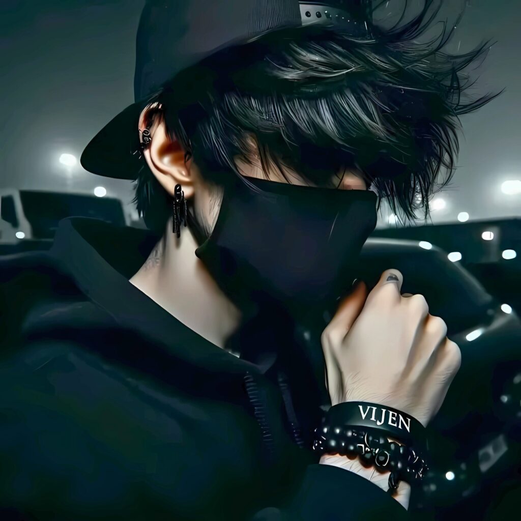 Stylish attitude boy wearing black mask, cap, and dark outfit at night – perfect image for WhatsApp DP