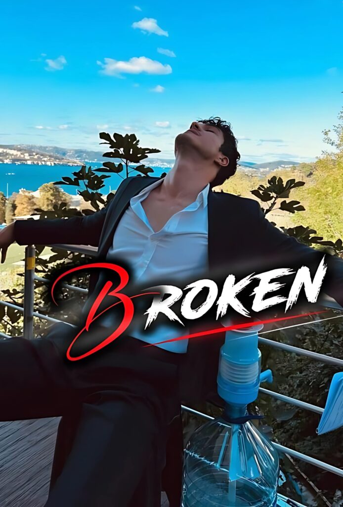 Stylish boy in black suit with 'Broken' text overlay – Attitude Broken Heart DP
