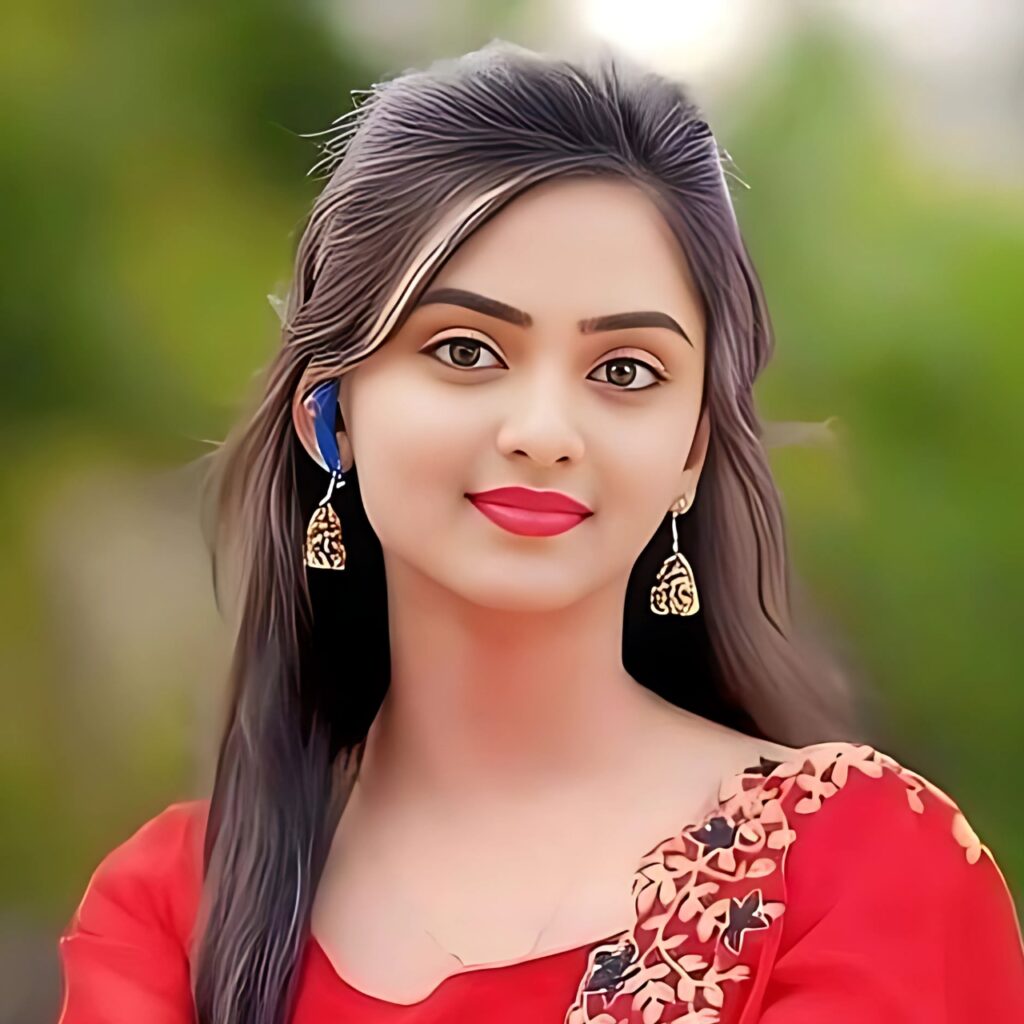 Cute Indian girl in red ethnic dress with earrings – ideal DP for WhatsApp and Instagram