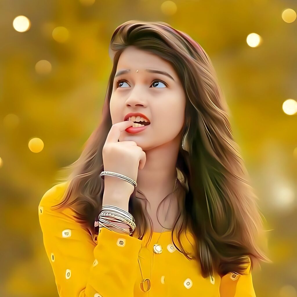 Cute Indian girl in yellow dress looking thoughtful – perfect DP for WhatsApp and Instagram