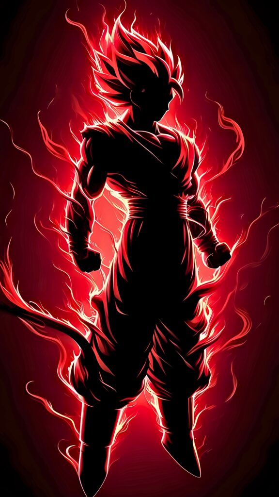 Goku in Super Saiyan red form with glowing red aura – 4K HD anime wallpaper