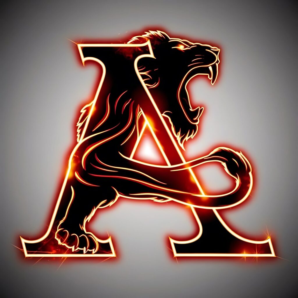 Fiery A alphabet wallpaper featuring a roaring lion design, perfect for A name boys' stylish DP.