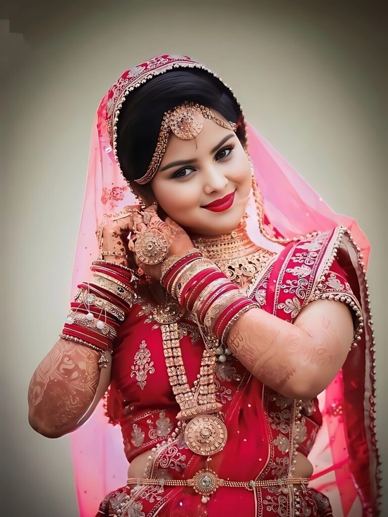 Indian bride in red lehenga posing for shaadi girl image photo and wallpaper