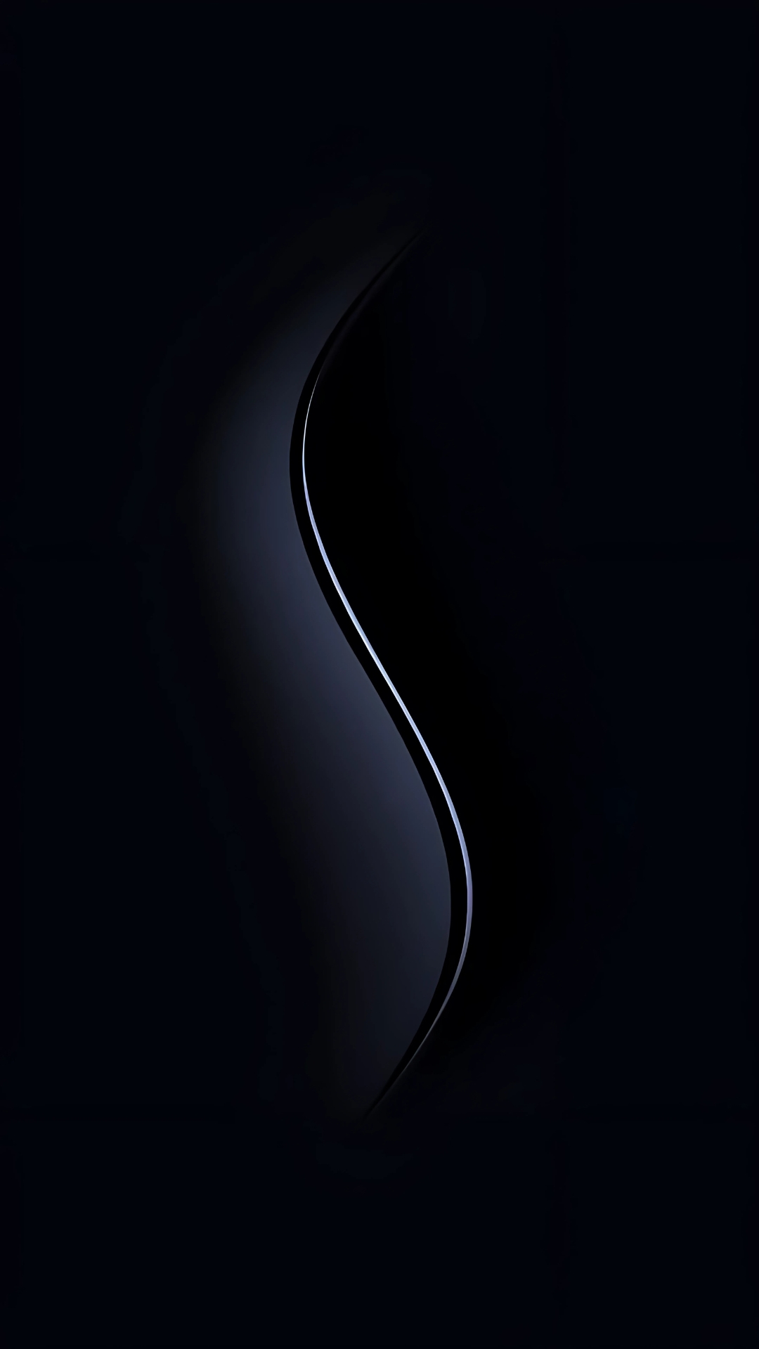 Abstract black 3D wallpaper with soft S-curve design, ideal for mobile phones and AMOLED screens
