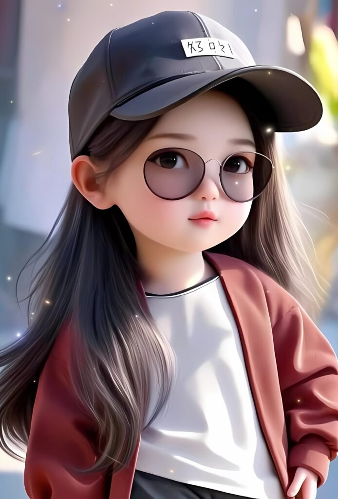 Stylish cute cartoon girl with long hair, sunglasses, and cap – anime style profile picture